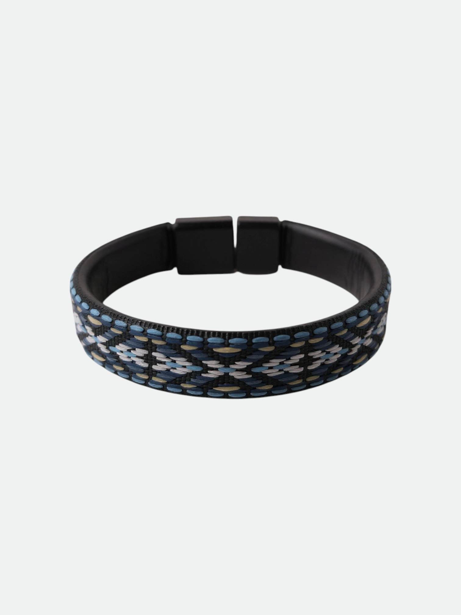 Etnik Kilim Desenli Deri Erkek Bileklik Manyetik Kilit