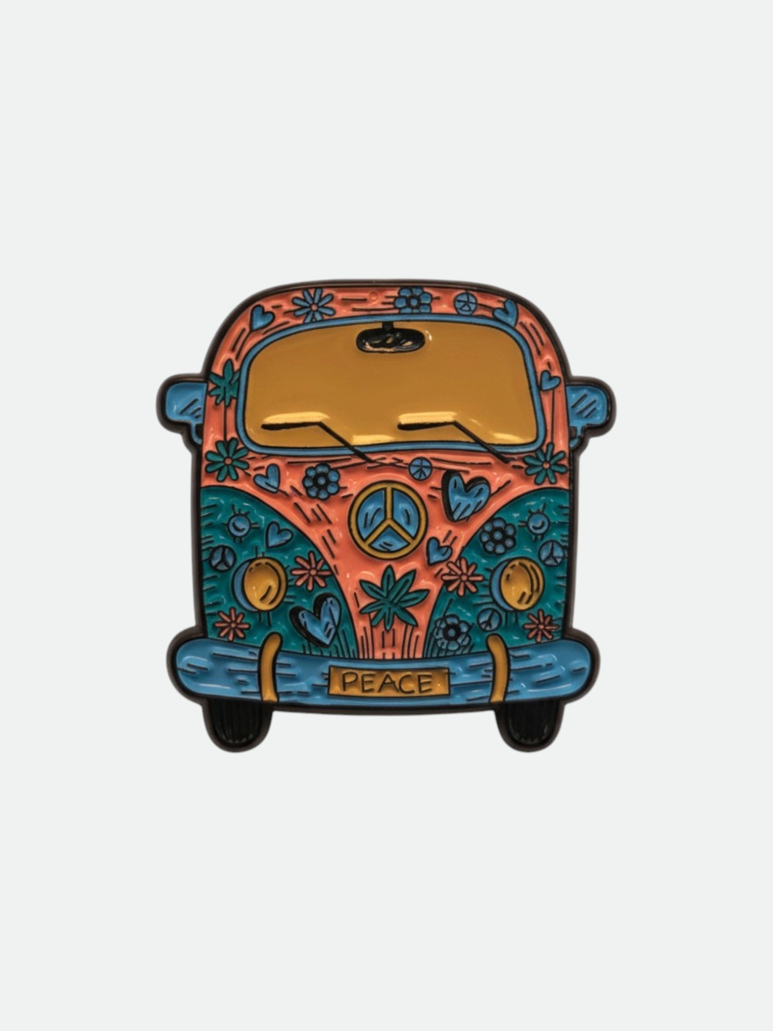 Peace Detaylı Retro Minibüs Rozet & Pin – Renkli Tasarım