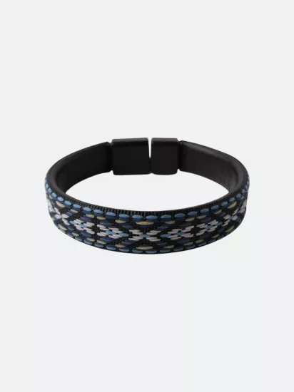 Kilim Desenli Deri Erkek Bileklik