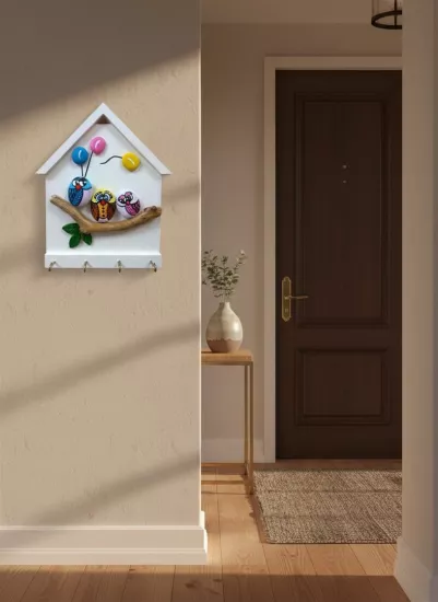 Taş ve Ahşap Tasarım Duvar Anahtarlığı | El Yapımı