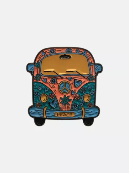 Peace Detaylı Retro Minibüs Rozet Pin